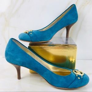 Michael Kors 7M Suade Turquoise Pumps 3”